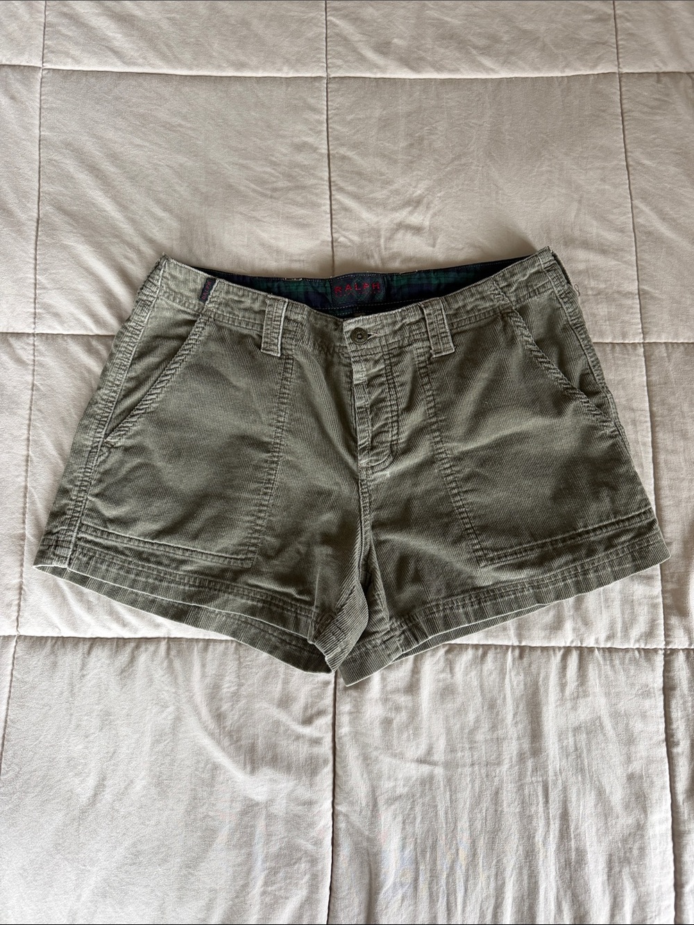 Ralph Lauren Olive Utility 100% Cotton Corduroy Shorts
